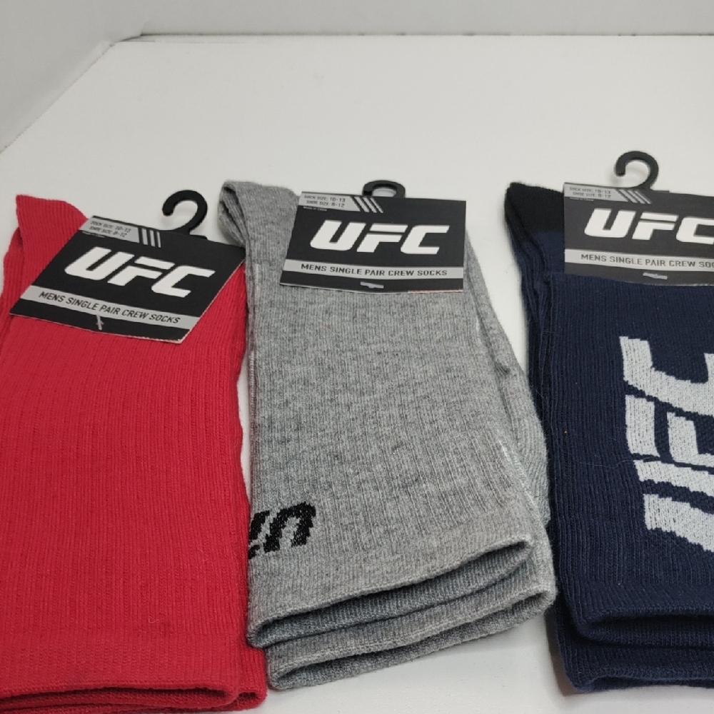 UFC Men's Athletic Crew Socks - Red, Gray, and Blue